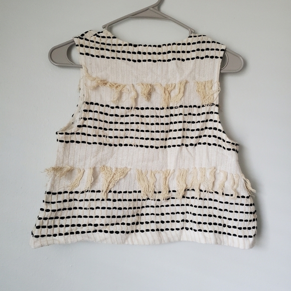 Madewell Lou & Grey Striped Fringe Cream Cropped Tank - Picture 6 of 6